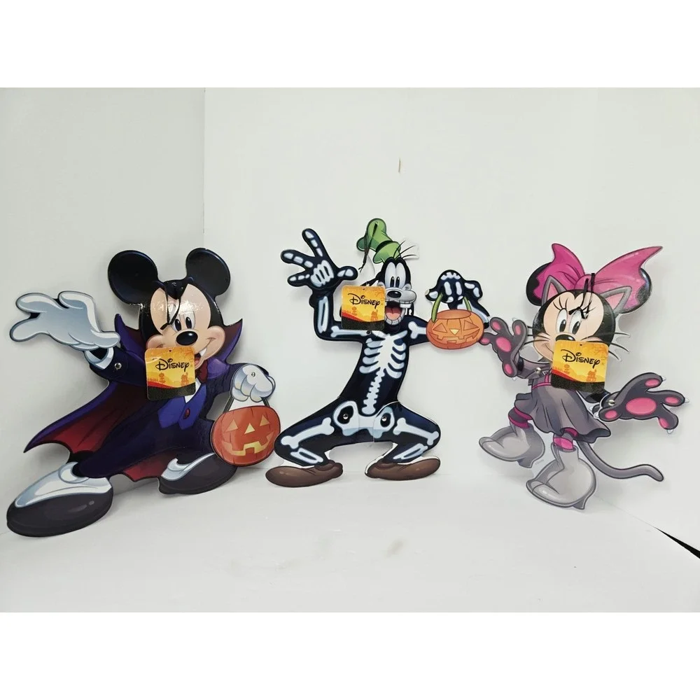 Disney‎ Halloween wall decor hanging jointed New Goofy Mickey Minnie lot of 3